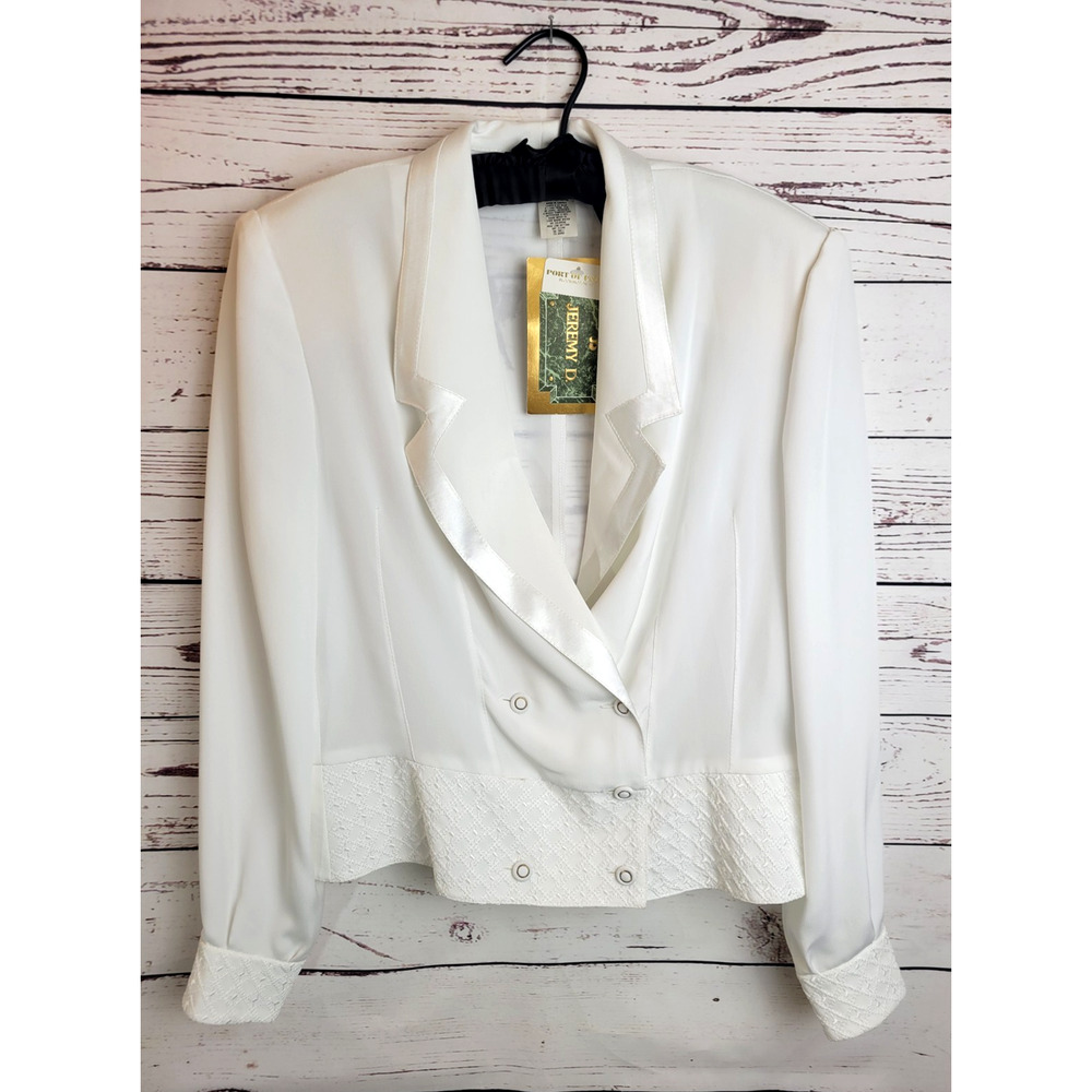 NWT Vintage Jeremy‎ D White Double Breasted Dress Suit Blouse Women's Size 38